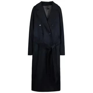 GOBI Cashmere Wollmantel Damen Doppelt-Reihiger Kaschmirmantel schwarz S
