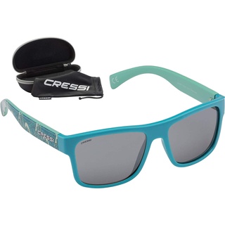 Cressi Unisex-Erwachsene Spyke Sunglasses Sport Sonnenbrillen, Türkis Waves Fantasy/Rauchlinse, Einheitsgröße