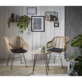 Sitzgruppe INOSIGN "Adiba" Sitzmöbel-Sets schwarz (natur, schwarz) Inosign für Indoor, Terrasse, Wintergarten oder Garten geeignet