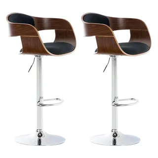 CLP Barhocker Kingston 2er Set drehbar höhenverstellbar  walnuss/schwarz