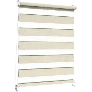Sonnenschutz-HH - Doppelrollo Klemmfix ohne bohren Duo-Rollo Kettenzugrollo Seitenzugrollo AUSSENMAß Breite 70 x 215 cm Höhe - Leinen-Struktur creme