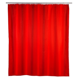 WENKO Anti-Schimmel Duschvorhang Rot, Textil-Vorhang mit Antischimmel Effekt fürs Badezimmer, waschbar, wasserabweisend, mit Ringen zur Befestigung an der Duschstange, 180 x 200 cm