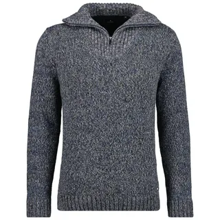 RAGMAN V-Ausschnitt-Pullover Tweed mit Troyer und Zip blau XXL (60/62)