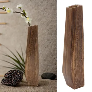 yeeplant Hohe Holzvase für Kunstblumen, gebranntes Paulownia-Holz, dekorativer Topf für Büro, Zuhause und Café