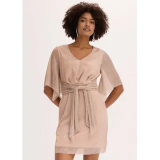 bonprix Midikleid Oversize-Passform, Kurzarm-Design, mit metallisierten Fasern rosa|silberfarben XL (48/50)