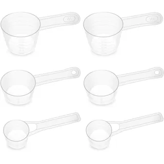 6 Stück Messlöffel Set,Dosierlöffel Transparent mit Skala 7.5g,15g,30g Plastik Dosierlöffel Löffel Kunststoff,Einsetzbar als Dosierhilfe für Waschmittel,Küche zum Backen (60ml 30ml 15ml)