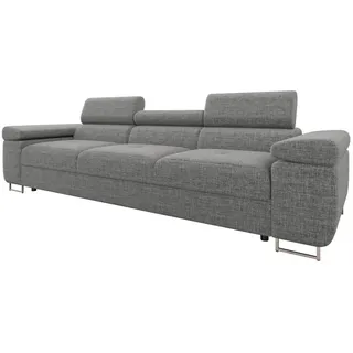 Mirjan24 Sofa Torezio III mit Einstellbare Kopfstützen, Dreisitzer Polstersofa, Füße aus Metall Chrom, Sofagarnitur, Wohnlandschaft, Couchgarnitur (Lux 05)