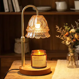 Shocanm Kerzenwärmer Lampe Candle Warmer, Duftlampe Elektrische mit Timer &, Duftkerzenwärmer für Glaskerzen mit 2 Glühbirnen, Höhenverstellbar, Vintage Dekoration Geschenk, Geschenk für Mutter