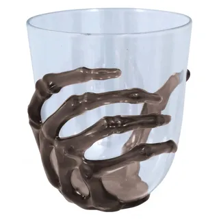 Horror-Shop Halloween Whiskey Trinkbecher mit schwarzer Skeletthand 10cm