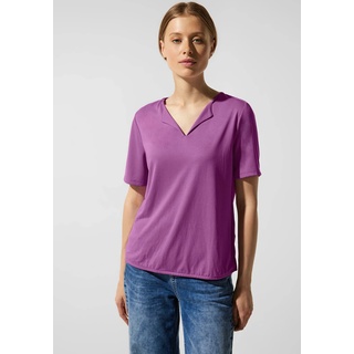 Shirttop STREET ONE Gr. 42, lila (meta lilac) Damen Tops Shirttops im Seidenlook