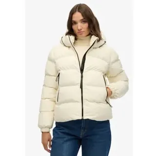 Superdry für Damen. W5011996A Stanton Off-White Steppjacke mit Kapuze (XS), Weiß, Lässig, Polyester