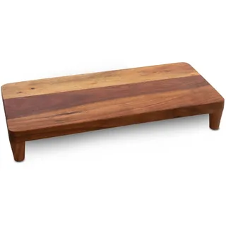 Spetebo Akazien Tischpodest lebensmittelecht - 45 x 21 cm - Holz Serviertablett braun mit 4 Füßen - Holzbrett Serviertablett Wurstplatte Käseplatte Kerzenteller