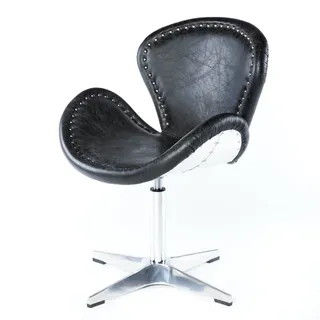 Phoenixarts Echtleder Vintage Ledersessel Schwarz Design Sessel Loft Drehsessel Lounge Clubsessel Möbel NEU 637
