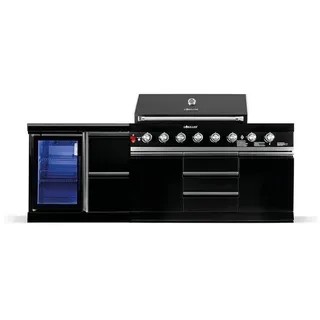 Goriller Outdoorküche, Schwarz Hochglanz, Metall, 247x90x58 cm, CE, Grills & Outdoor-Küchen, Gasgrills