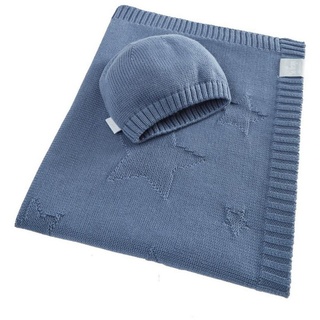 Babydecke »90x70cm - Strickdecke aus 100% BIO Baumwolle«, SEI Design, inkl. Geschenkverpackung blau