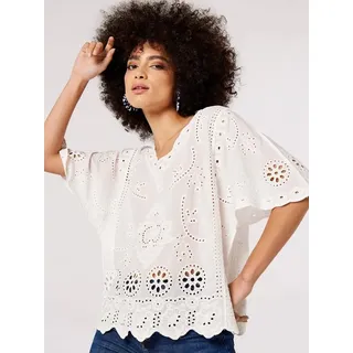 Apricot Klassische Bluse Embroidered Cotton Top, (1-tlg) mit Stickereien weiß S/M (36/38)