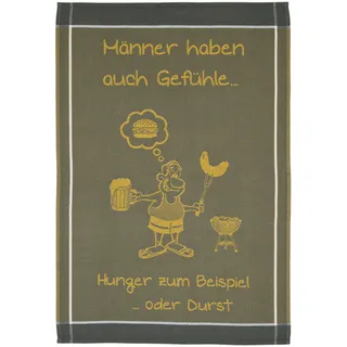 Ross Baumwolle Geschirrtuch Sprüche -Männer haben auch Gefühle- Grau 50 x 70 cm