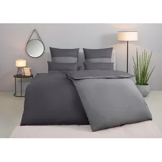 Bettwäsche TOM TAILOR HOME "Henry", grau (grau, anthrazit), B/L: 155cm x 220cm, 1 Stk., 1 Stk., Renforcé, B/L: 80cm x 80cm, 3, Renforcé, Obermaterial: 100% Baumwolle, Bettwäsche, Bettwäsche, Bettwäsche aus Baumwolle, mit GRATIS-Zugabe: Sporthandtuch