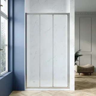 AQUABATOS Duschtür Nische Schiebetür 3 Teilig 120 x 195 cm Nischentür Dusche Duschschiebetür Dreiteilig Nischendusche Duschwand Glas mit tür 6 mm Echtglas Sicherheitsglas klar NANO Beschichtung