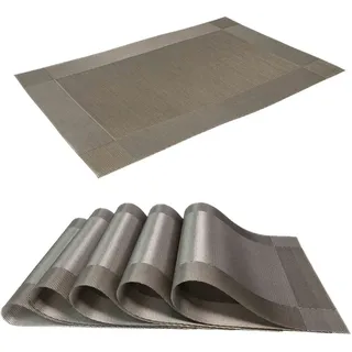 Intirilife 6x Platzset aus PVC in Grau - 45 x 30 cm - Tischset Tischmatte Untersetzer abwischbar hitzebeständig für Küche Esstisch