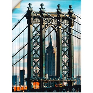 Artland Wandbild New York Manhattan Bridge, Brücken (1 St), als Leinwandbild, Wandaufkleber in verschied. Größen blau 30 cm x 40 cm