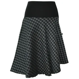 dunkle design A-Linien-Rock 56cm Twillstretch Asymmetrisch Grau Schwarz elastischer Bund grau|schwarz