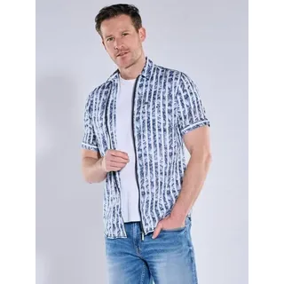 engbers Herren Hemd gemustert Blau regular gestreift Kent-Kragen - 3XL