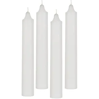 Stabkerzen 4er Set H:25 cm Ø:3,8 cm Weiß Brenndauer 22 Stunden Deko Weihnachten