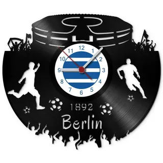 GRAVURZEILE Schallplattenuhr Berlin - 100% Vereinsliebe - Upcycling Design Wanduhr aus Vinyl Made in Germany