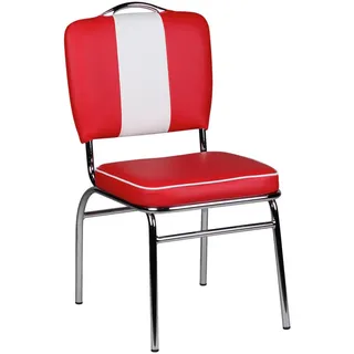 Wohnling Esszimmerstuhl WL1.715 Kunstleder rot/weiß