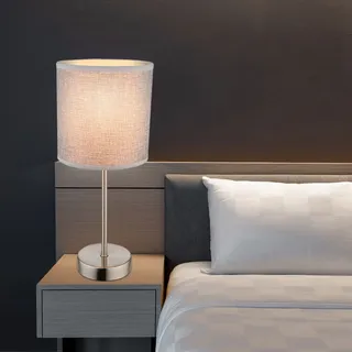 Tischleuchte Lampe Nachttischleuchte grau Wohnzimmerlampe Leseleuchte silber