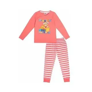 Paw Patrol Schlafanzug für Mädchen - Christmas Kinder Winter Pyjama Set Weihnachten Langarm mit Hose Coral/Weiß 98/104