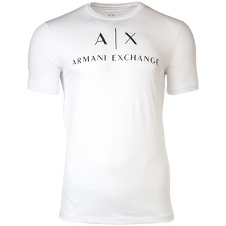 AX ARMANI EXCHANGE Herren T-Shirt - Schriftzug, Rundhals, Cotton Stretch Weiß M