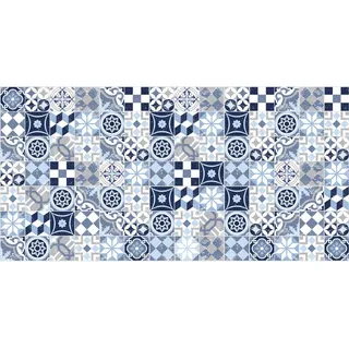 Outdoorteppich, Blau, Weiß, Kunststoff, Mosaik, rechteckig, 70x140 cm, Teppiche & Böden, Teppiche, Outdoorteppiche