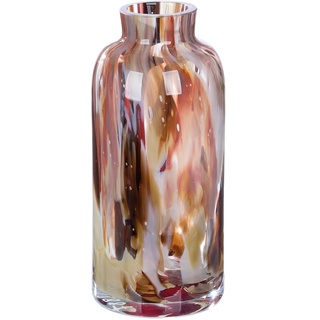 GILDE GLAS art Deko Vase Blumenvase - Glasvase aus Farbglas - Deko Wohnzimmer Geschenk für Frauen Höhe 22 cm Braun Rot
