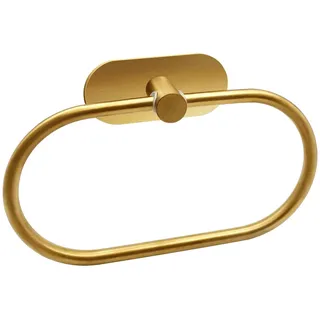 Selbstklebender Handtuchring, Gebürstetes Gold Klebe Handtuchhalter Edelstahl Oval Handtuchring Ohne Bohren Modern Handtuch Aufhänger für Badezimmer Küche Zubehör