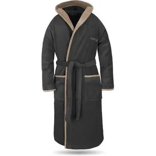 Normani Unisex Baumwoll-Bademantel Rob in Schwarz/Beige | Gr.: 3XL