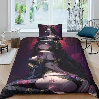 XHSMSHWY Anime Girl Für Kinder Mädchen Jungen Bettbezug Set Bettwäschegarnitur 3D Gedruckter eine Schönheit Und Kissenbezüge Reissverschluss Weich Microfaser Bettwäsche 3 Teilig Single(135x200cm)
