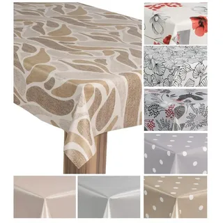 Laro Wachstuch-Tischdecke Gartentischdecke 130 x 160 cm Beige