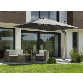 SCHNEIDER SCHIRME Ampelschirm »Rhodos Twist Woody«, BxL: 300 x 300cm, quadratisch, Sonnenschutzfaktor: 50+ - grau