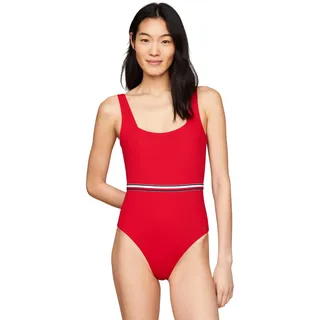Tommy Hilfiger Damen Badeanzug One Piece Tiefer Rücken, Rot (Primary Red), XL - XL