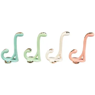 Sass & Belle BOU166 Shabby Chic Doppelhaken Haken Metallhaken Wandhaken im 4-er Set in vier Farben