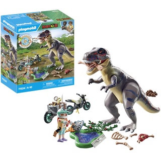 PLAYMOBIL Dinos 71524 T-Rex-Spurensuche, aufregende Suche nach dem Tyrannosaurus Rex, mit Motorrad, Kamera und echten Dino-Knochen, nachhaltiges Spielzeug für Kinder ab 4 Jahren