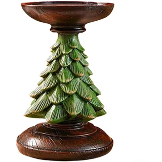 SiSinkal Weihnachtsbaum-Kerzenhalter aus Kunstharz, Größe S, 11,8 x 7,9 cm, für Feiertage, Esstisch, Kamindekoration, Grün S