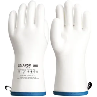 LANON Flüssig Silikon Hitzebeständige Grillhandschuhe, Topfhandschuhe, Backhandschuhe, Ofenhandschuhe, Grillen, Backen, Kochen, rutschfest, Wasserdicht, Weiß, XXL/11