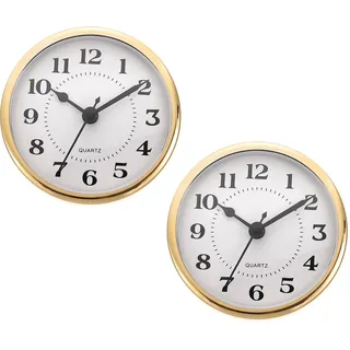 PATIKIL 90mm Quarz Uhrwerk Wanduhr, 2 Stück Stille Arabische Ziffern Kaminuhren, Ersatz für Tischuhr, Stehuhr, Standuhr (Goldfarben/Weiß, Stil 4)