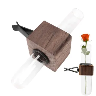 Auto Vasen Entlüftungsclip 10x6x3cm Abnehmbare Auto Blumenvase Mit Clip Holzverzierungs Automobil Glashalter Fresh Plants Autos Mini Glas Blumenvasen Clip Blumenvasenhalter Mit Glasrohr