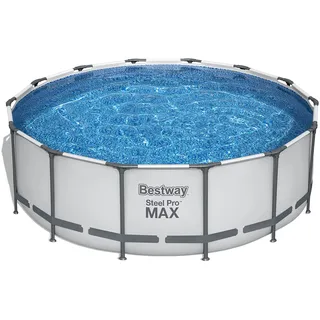 BESTWAY Steel Pro Max Frame Pool Set 427 x 122 cm lichtgrau inkl. Filterpumpe