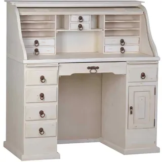 Sekretär Mexico Möbel 120x125x58 cm Landhausstil Massivholz Pinie Weiß