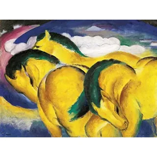 1art1 Franz Marc Poster Die Kleinen Gelben Pferde, 1912 Bilder Leinwand-Bild Auf Keilrahmen | XXL-Wandbild Poster Kunstdruck Als Leinwandbild 80x60 cm